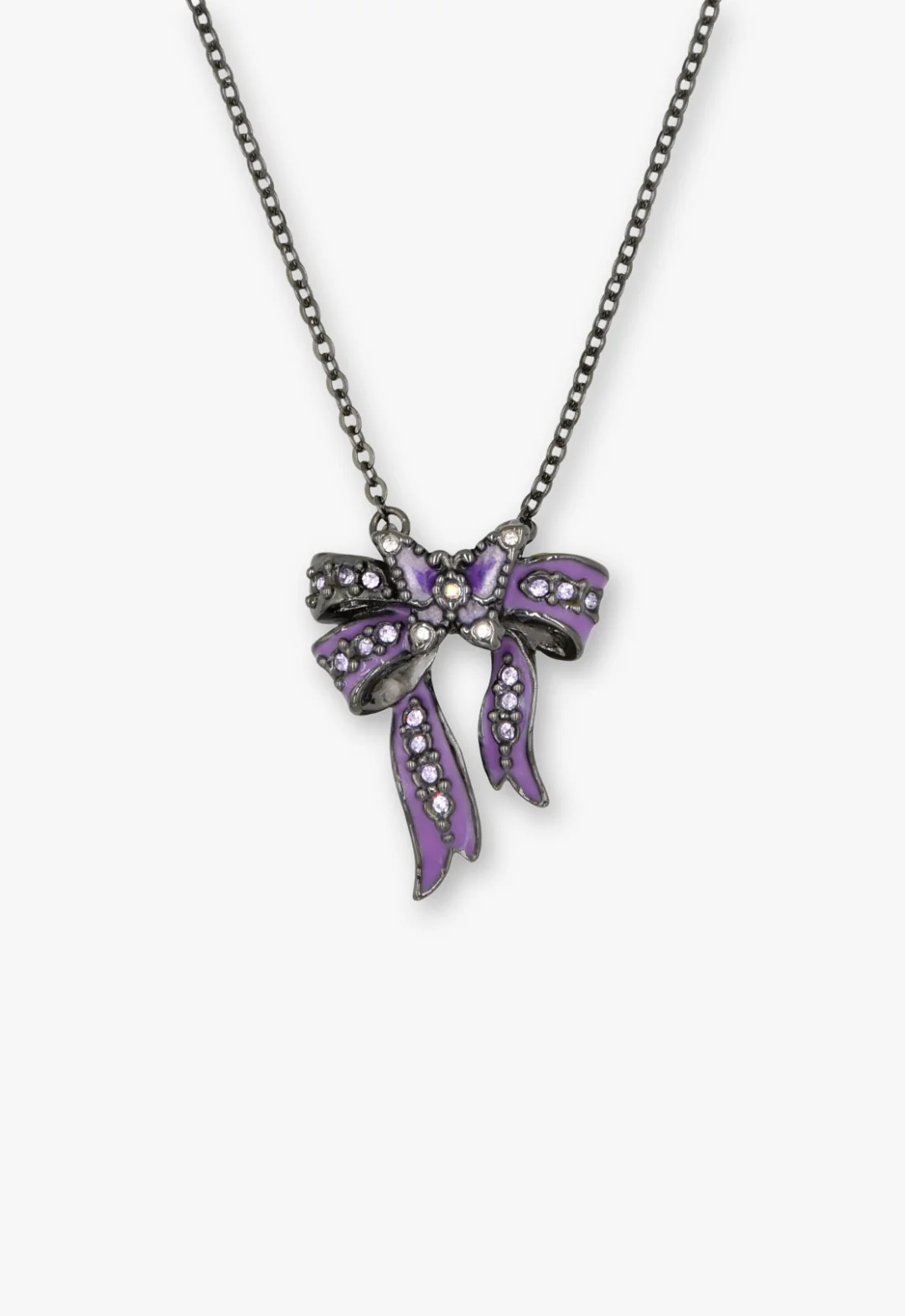 Dark Romance Butterfly Bow Necklace - Gunmetal - Image 2