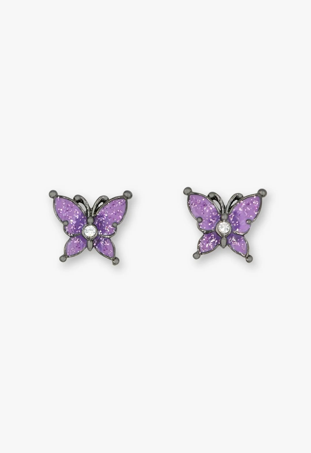 Twilight Gothic Butterfly Earrings - Gunmetal - Image 2