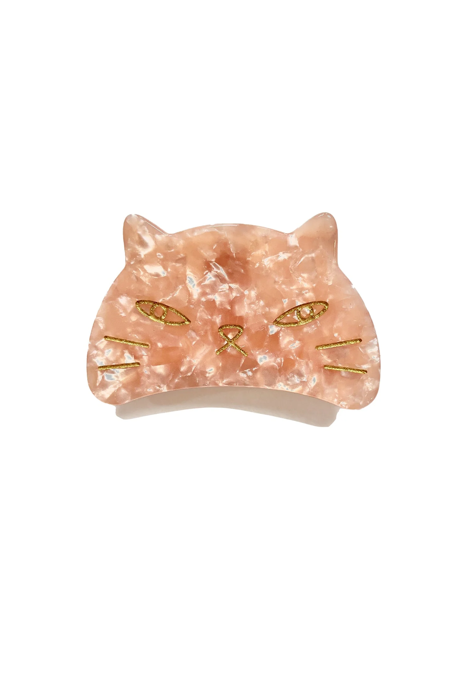 Etched Large Cat Jaw Clip Rose Quartz