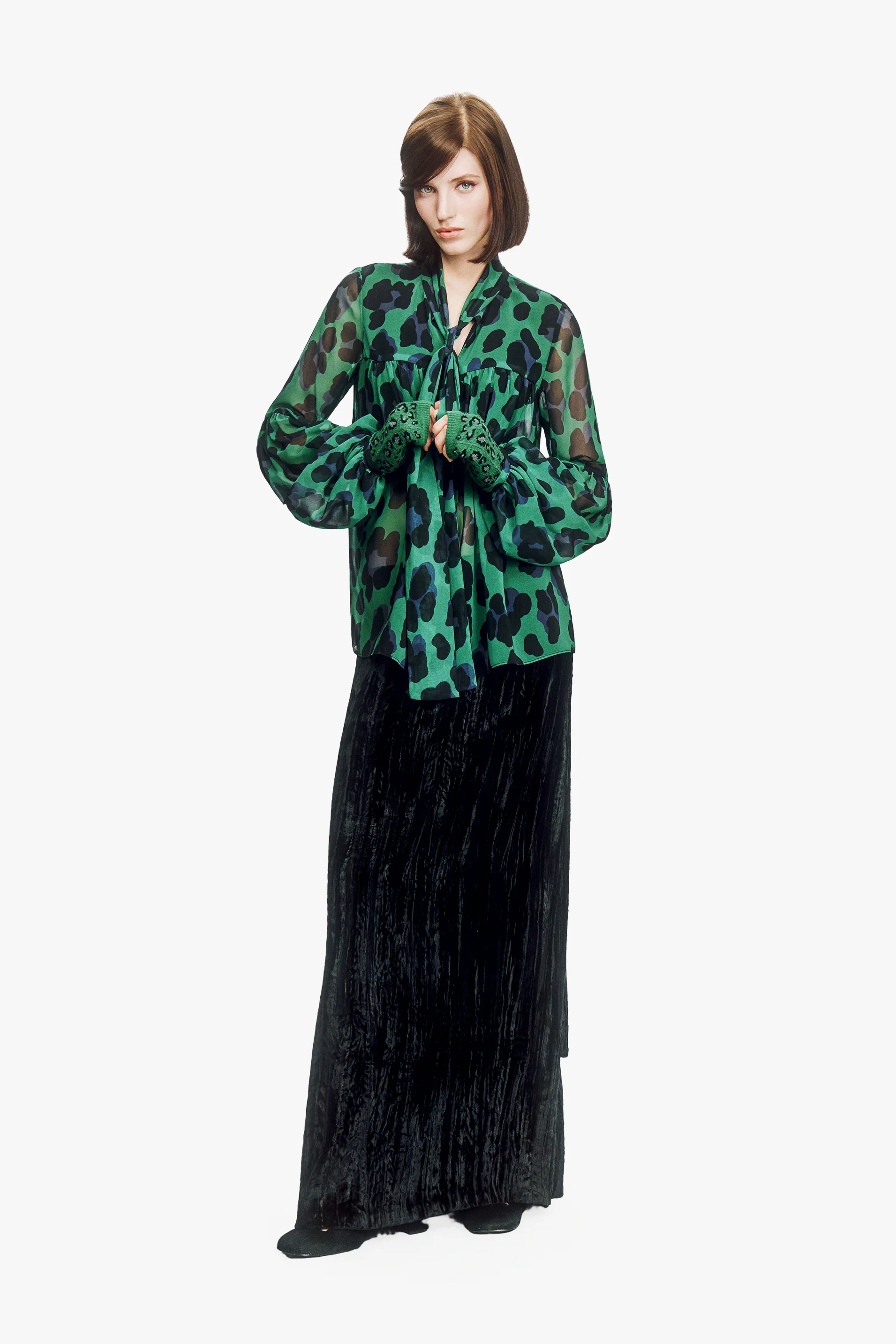 Jewel Jaguar Chiffon Tie Blouse - Image 5