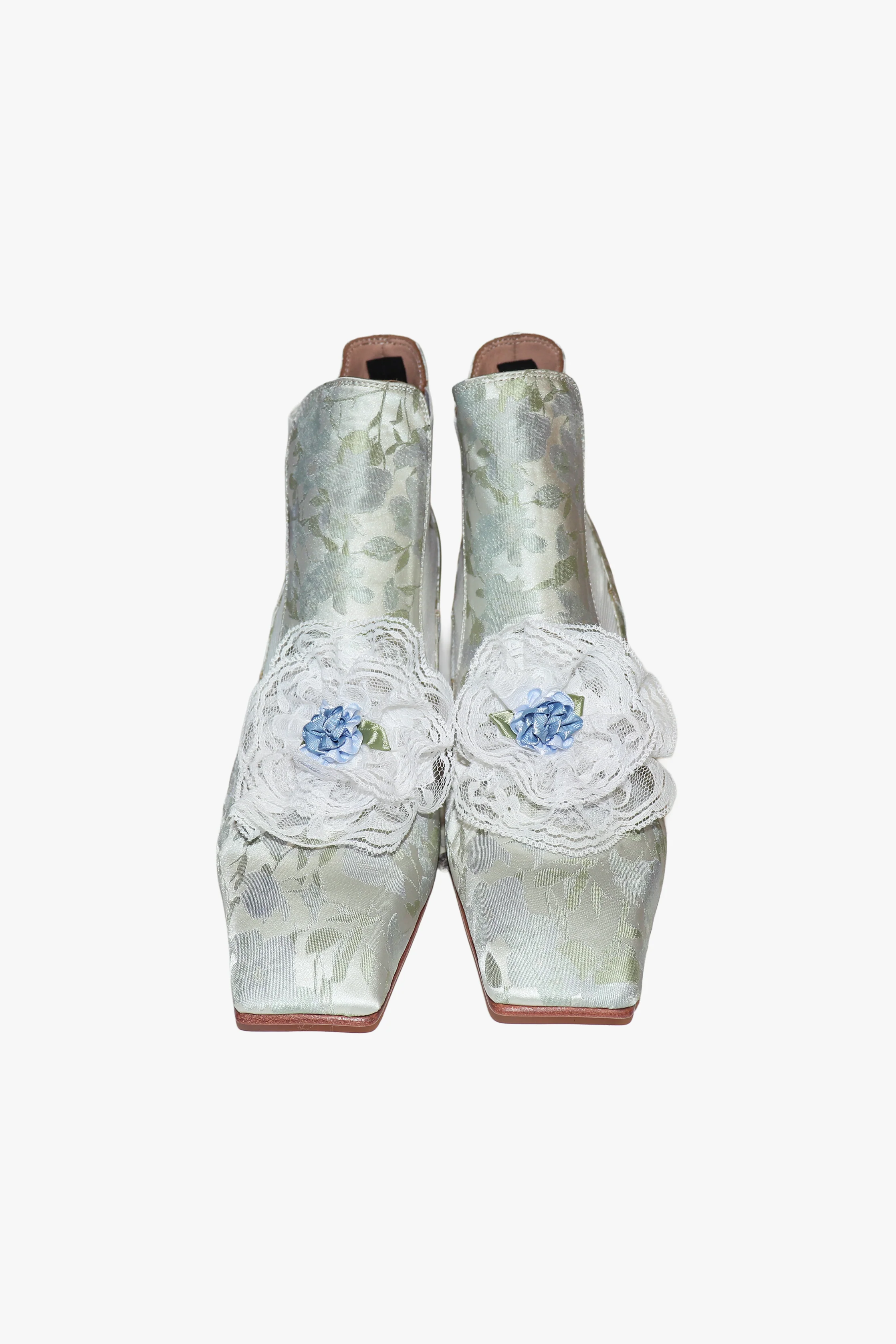 John Fluevog x Anna Sui Brocade Boots- Sky Blue (Sample) - Image 3