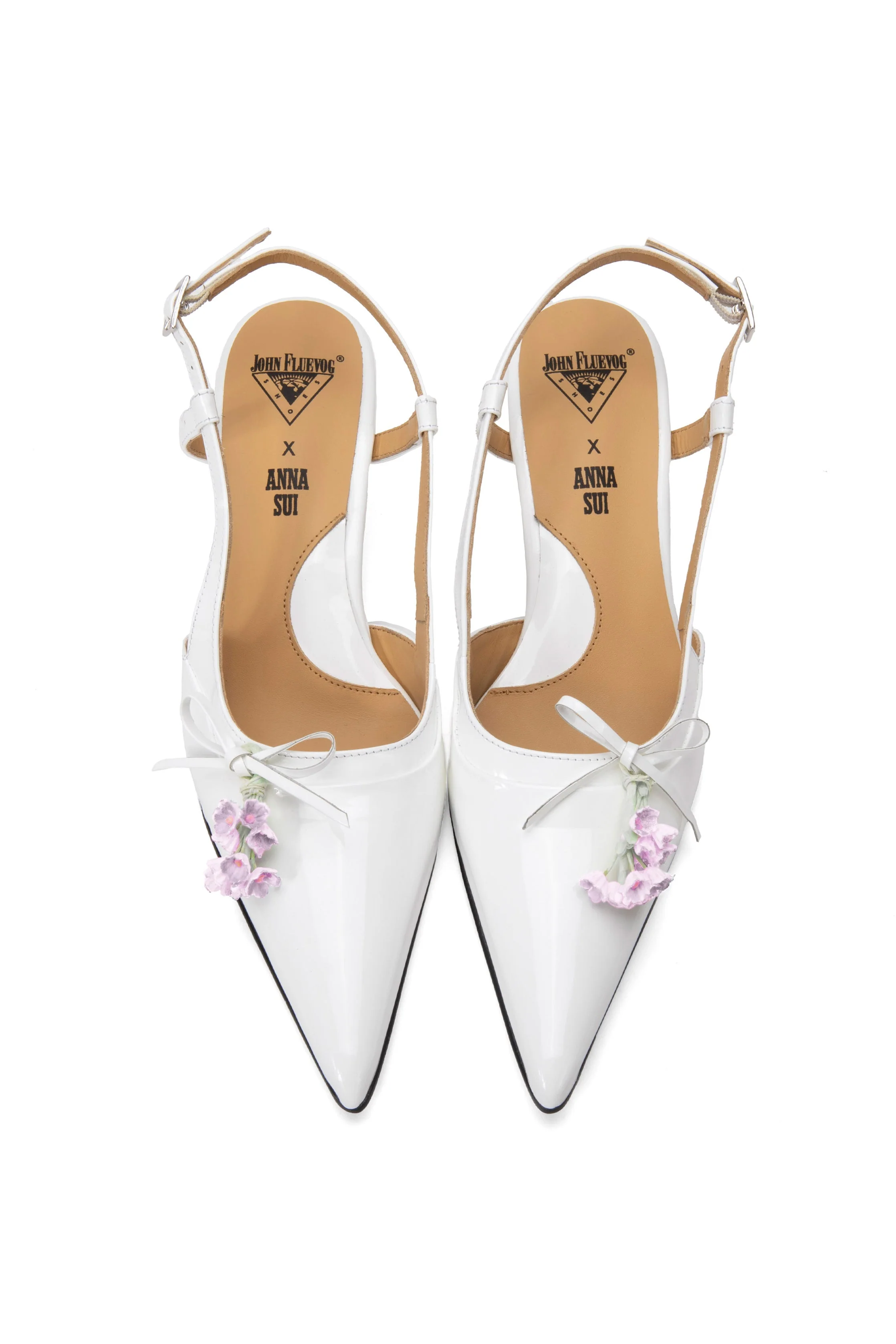 John Fluevog x Anna Sui Slingback Heels - White - Image 2