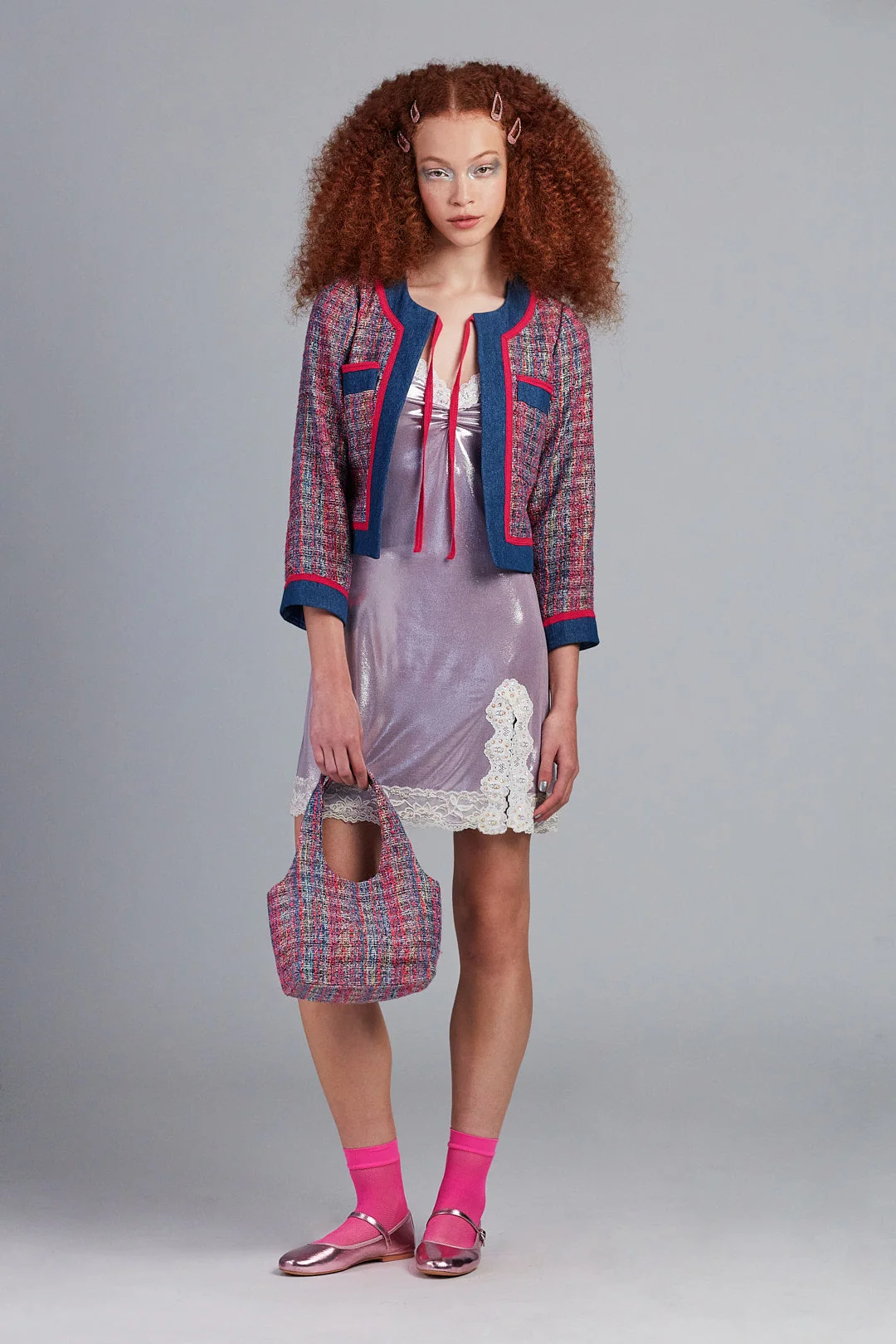 Lurex Tweed & Denim Mini Bag - Image 2