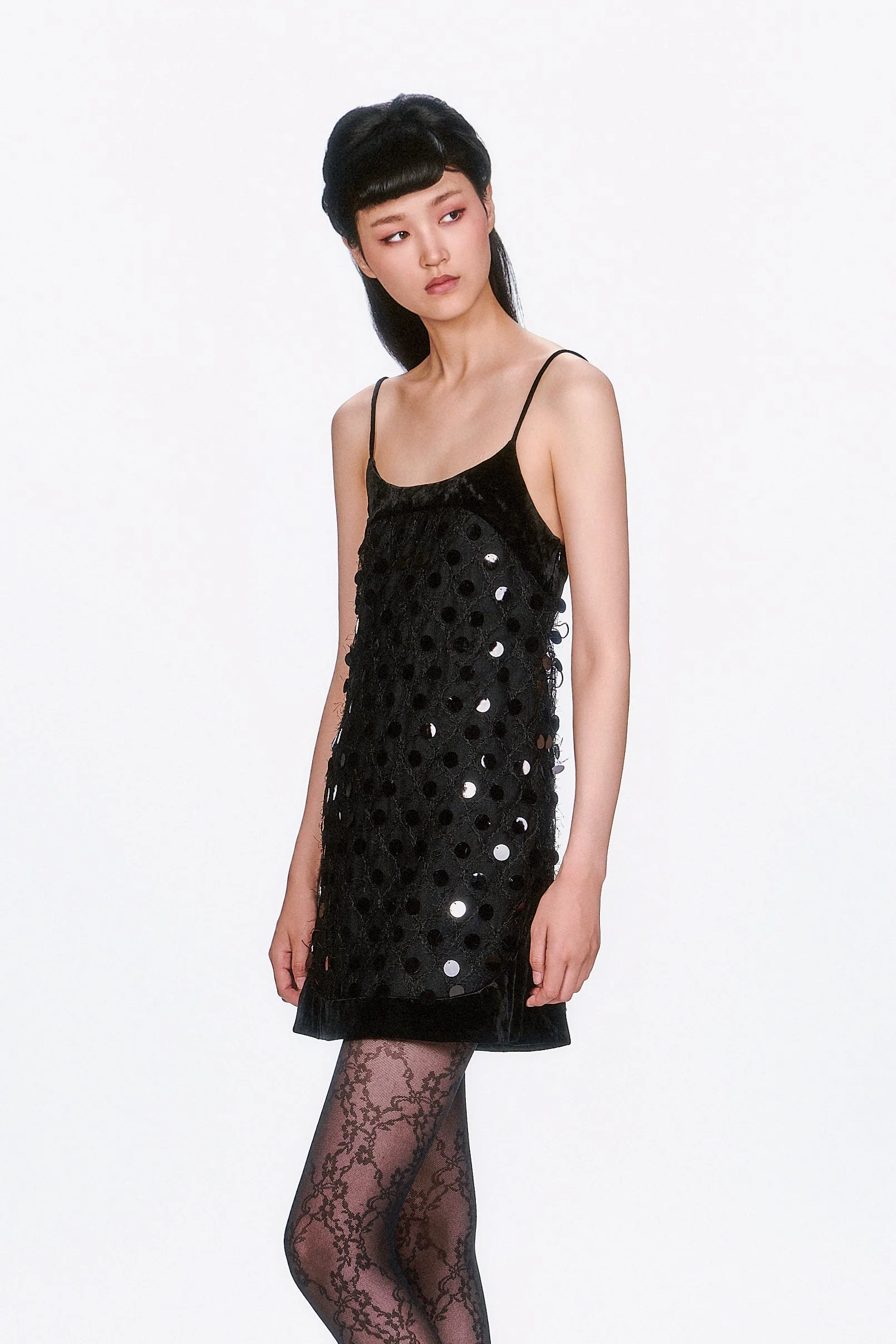 Mesh Paillettes Mini Dress - Image 4