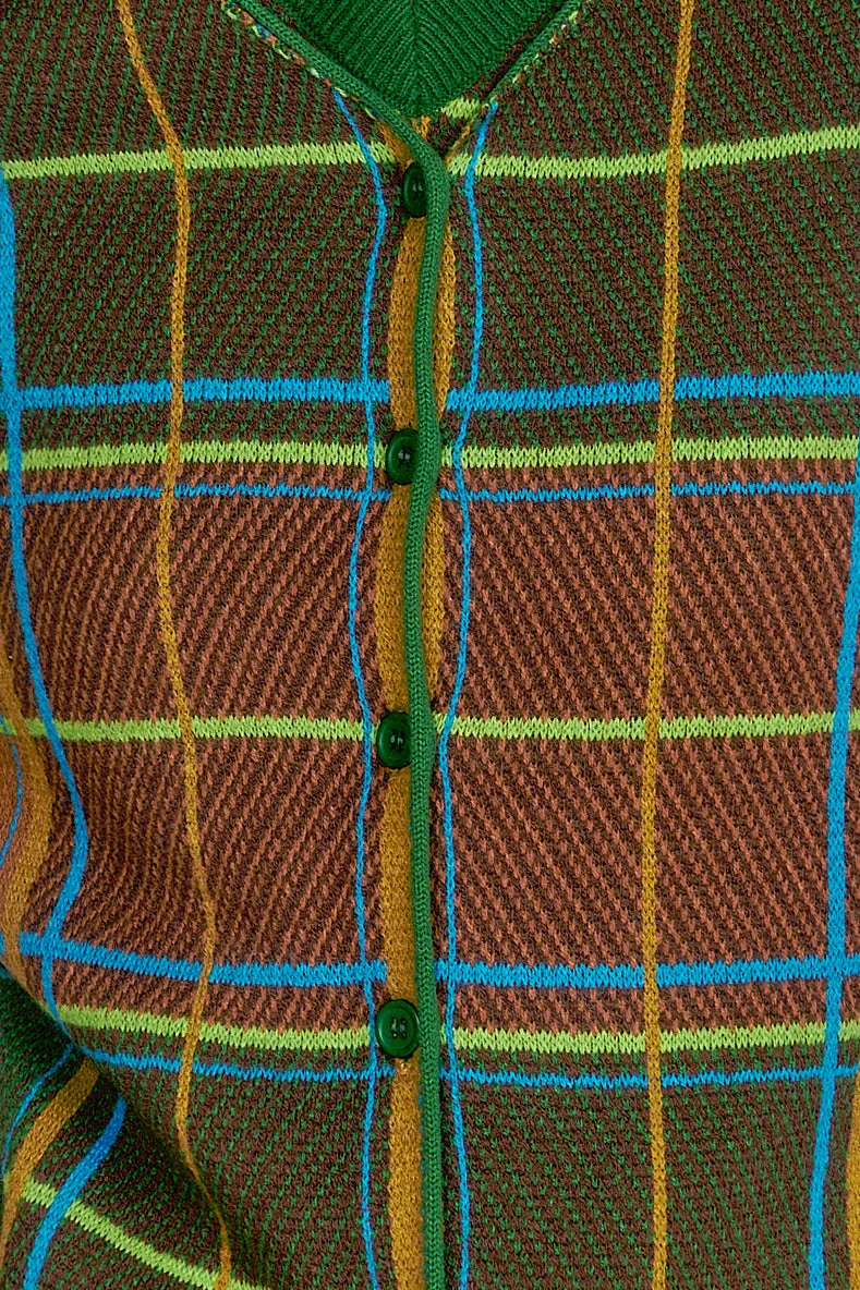 Plaid Cardigan - Leaf Green - Image 7