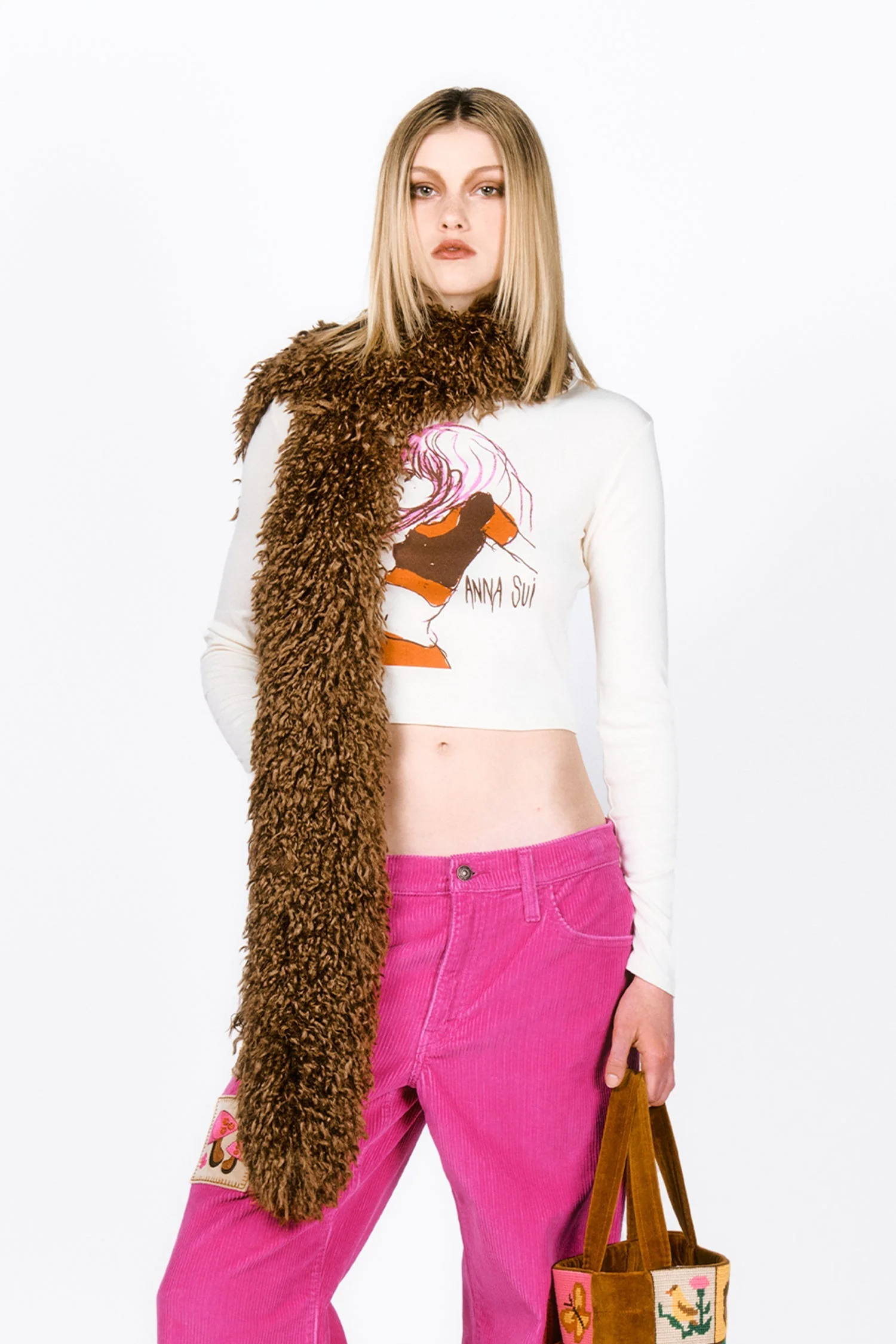 Faux Fur Scarf - Caramel - Image 2