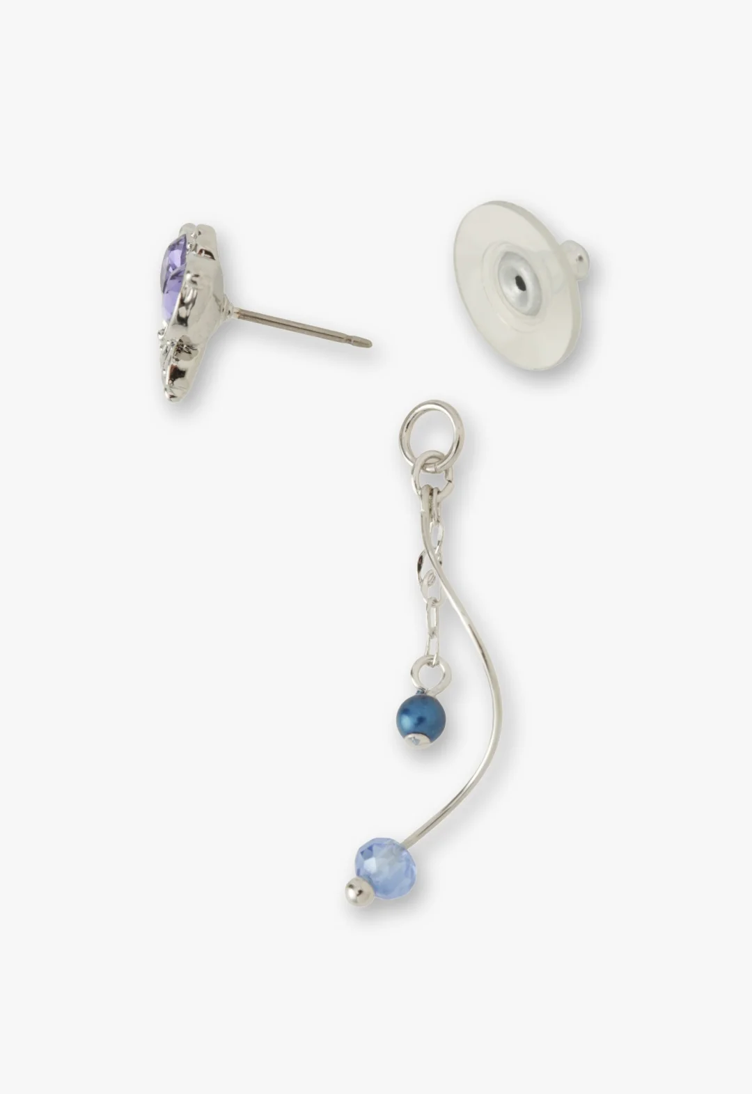 Silver Butterfly Stud Earrings with Detachable Dangle - Image 4