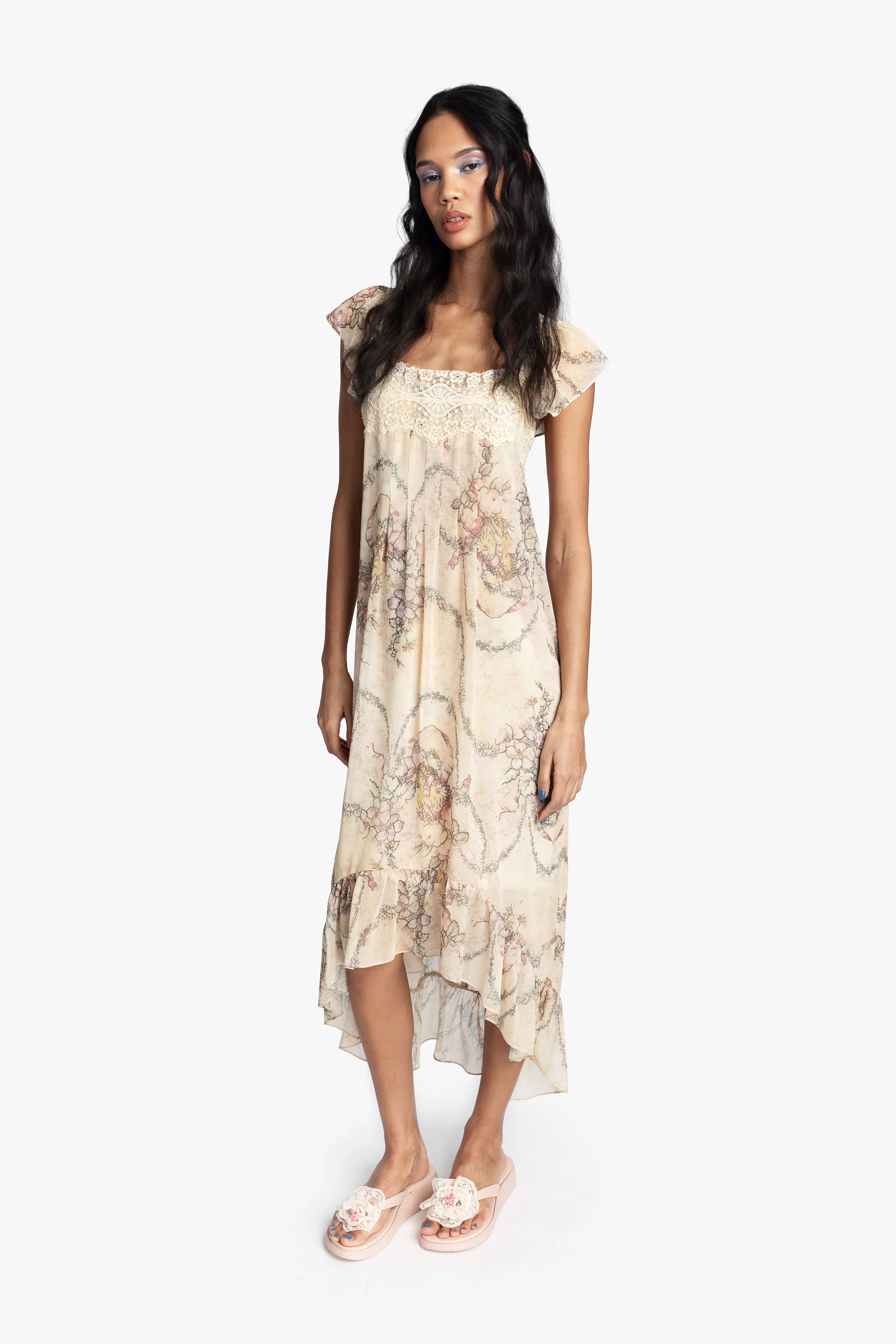 Spirit Bloom Chiffon Ruffle Dress - Image 3