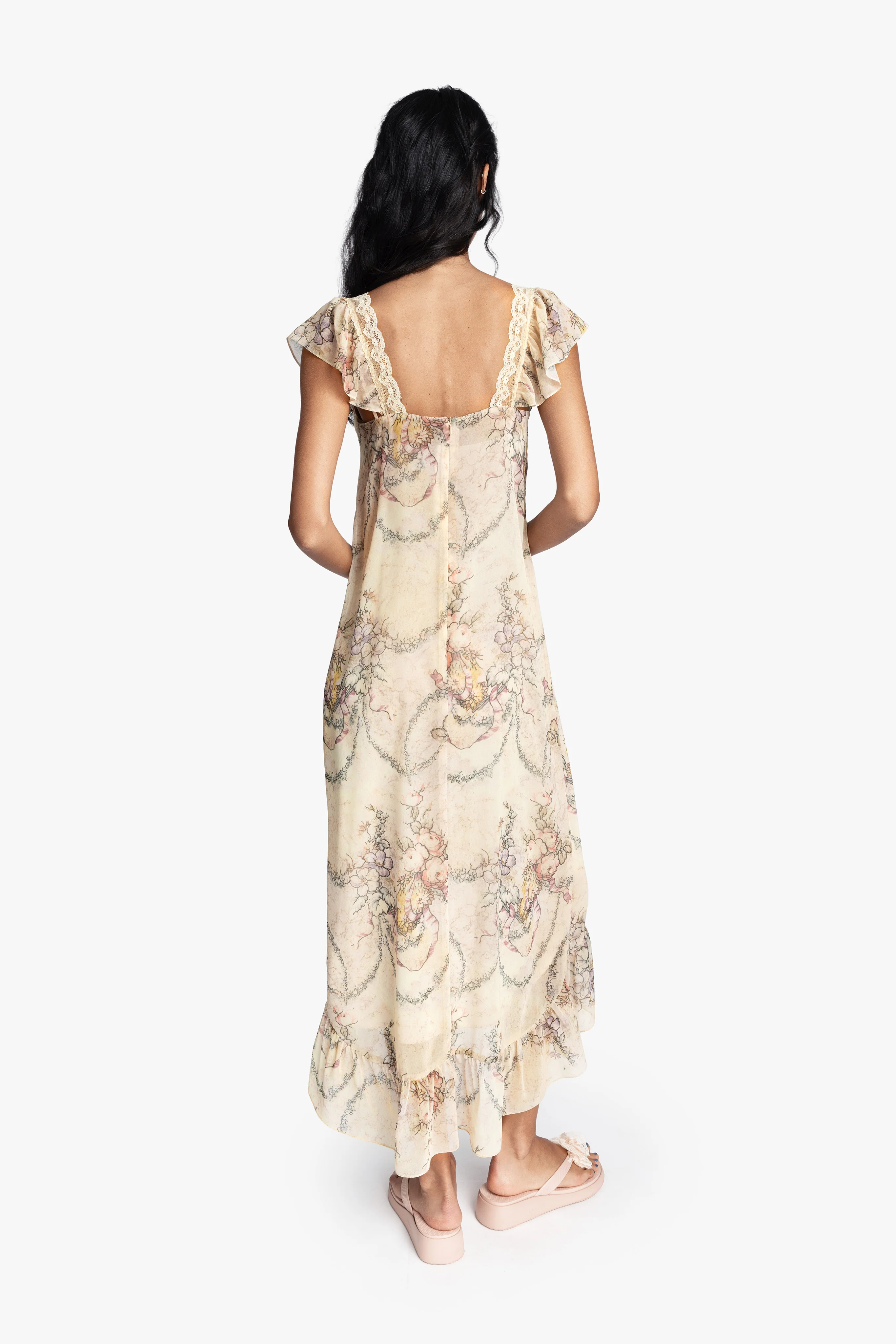 Spirit Bloom Chiffon Ruffle Dress - Image 4
