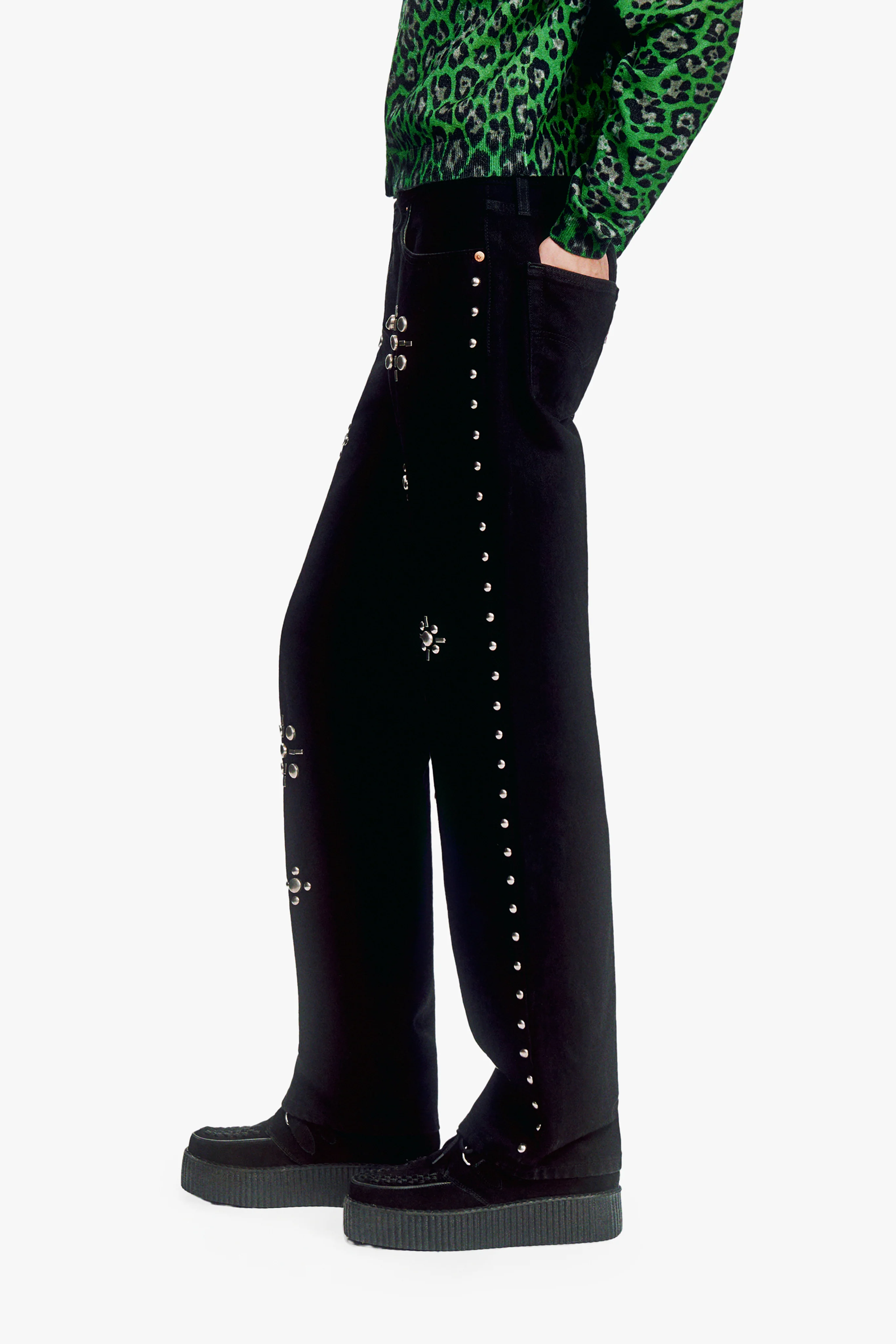 Studded Denim Jeans - Image 3